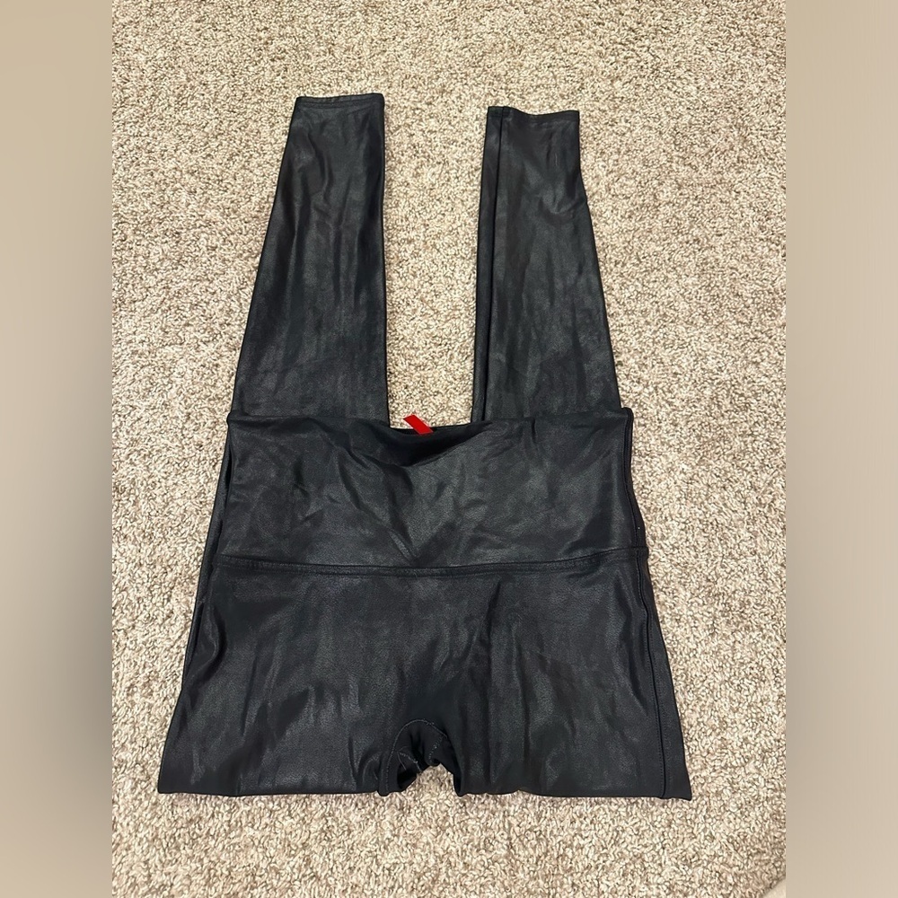 Spanx faux leather leggings black size large women’s